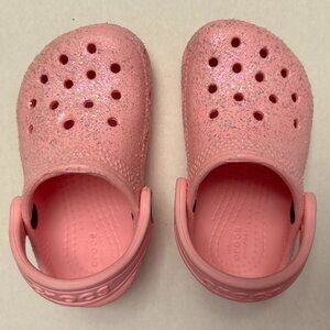 Crocs Pink Glitter Little Kids Size 6 Like New